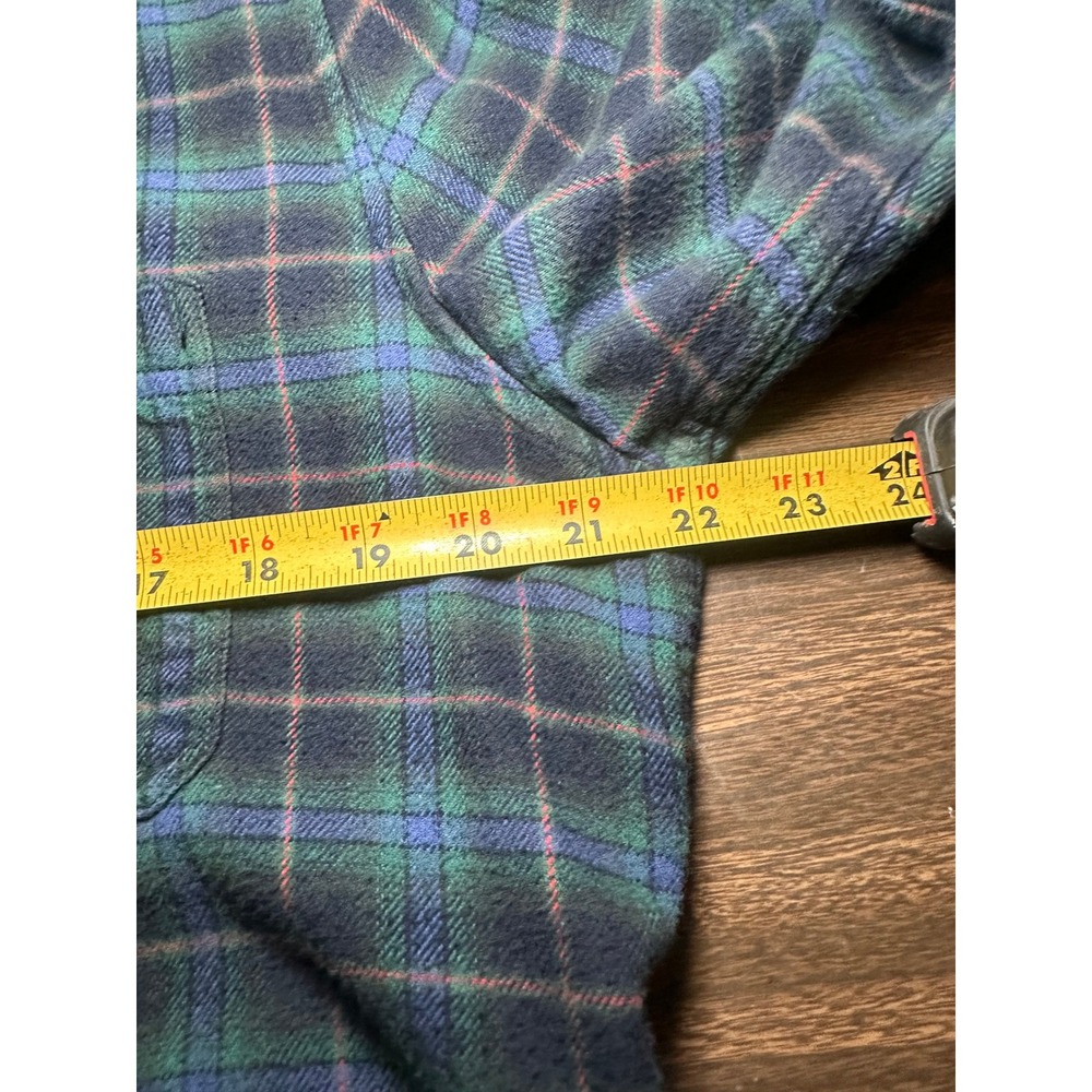 Gap Mens Flannel Plaid Button Down Shirt Navy Green Standard Fit Medium - Picture 9 of 10